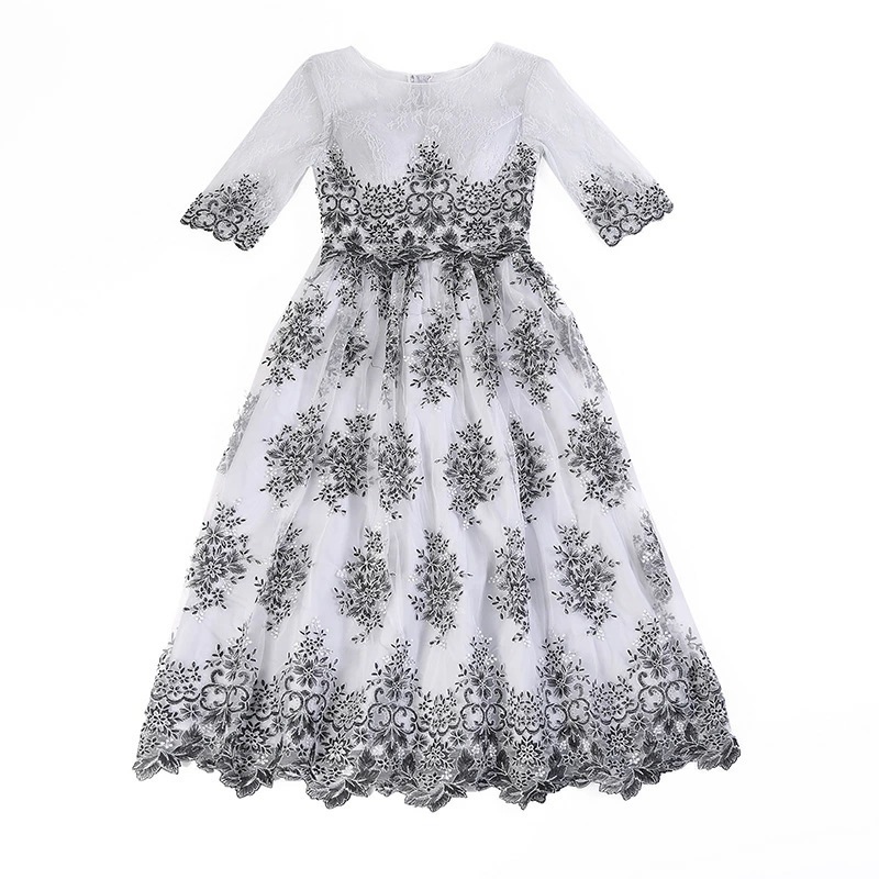 結婚式 ワンピース オケージョン パーティードレス イブニングドレス ロングドレス 袖あり 半袖 レース 発表会 演奏会 フォーマルドレス 同窓会 成人式 お呼ばれ 大きいサイズ 黒 グレー 秋