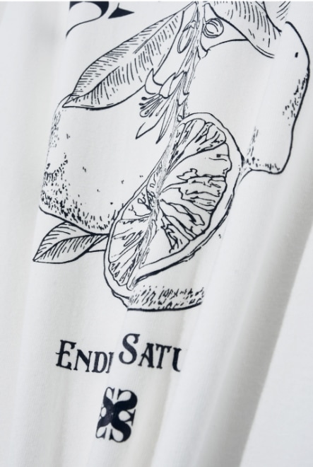 SATUR】 (W) CAPRI CITRON DRAWING SUMMER GRAPHIC T-SHIRTS
