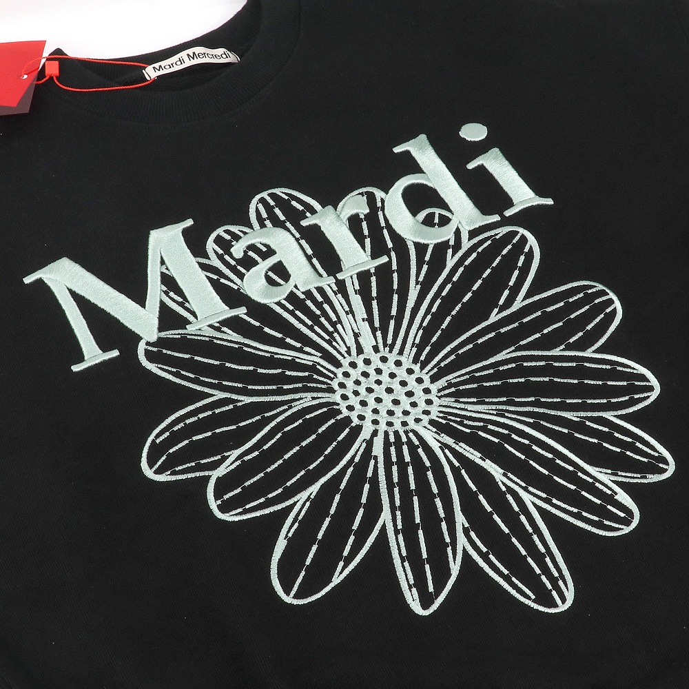 SWEATSHIRT FLOWERMARDI NEEDLEWORK BLACK MINT 長袖 レディース 韓国 ファッション アパレル 刺繍 ロゴ