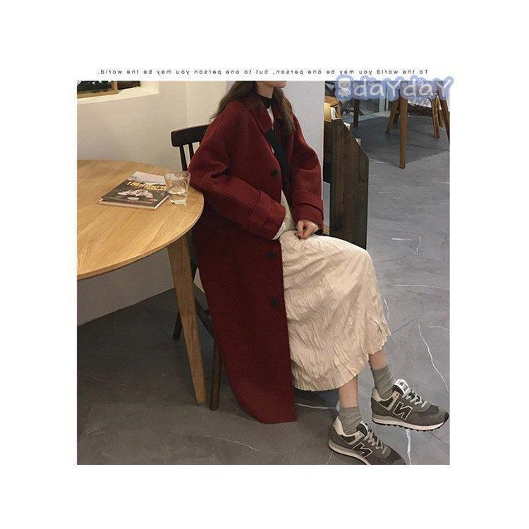 の入荷チェスターコートレディース秋冬40チェスターコート黒ロング丈ラシャコート厚オーバーゆったりアウター通勤着痩せオシャレ韓国風大人