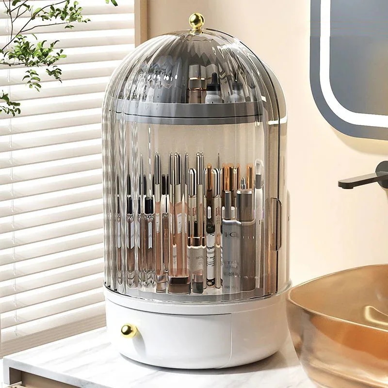 デスクトップ スキンケア用品 回転可能 クリア 収納ボックス ピンク かわいい 防塵 収納ケース デスクトップ スキンケア用品 回転可能 クリア 収納ボックス ピンク かわいい 防塵 収納ケース