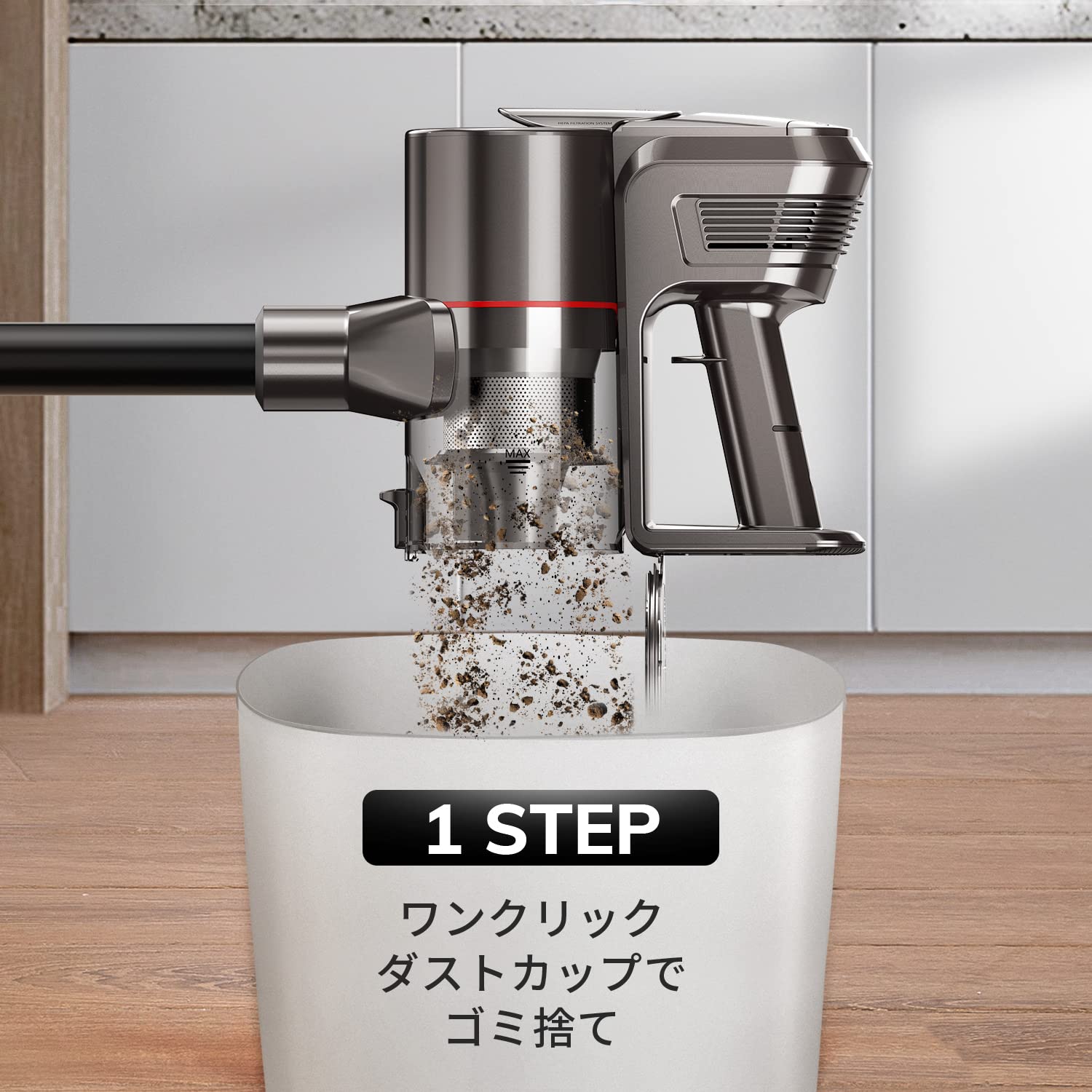 Puppyooコードレス掃除機 30000Pa 掃除機 軽量でパ 50分長時間稼働 強力