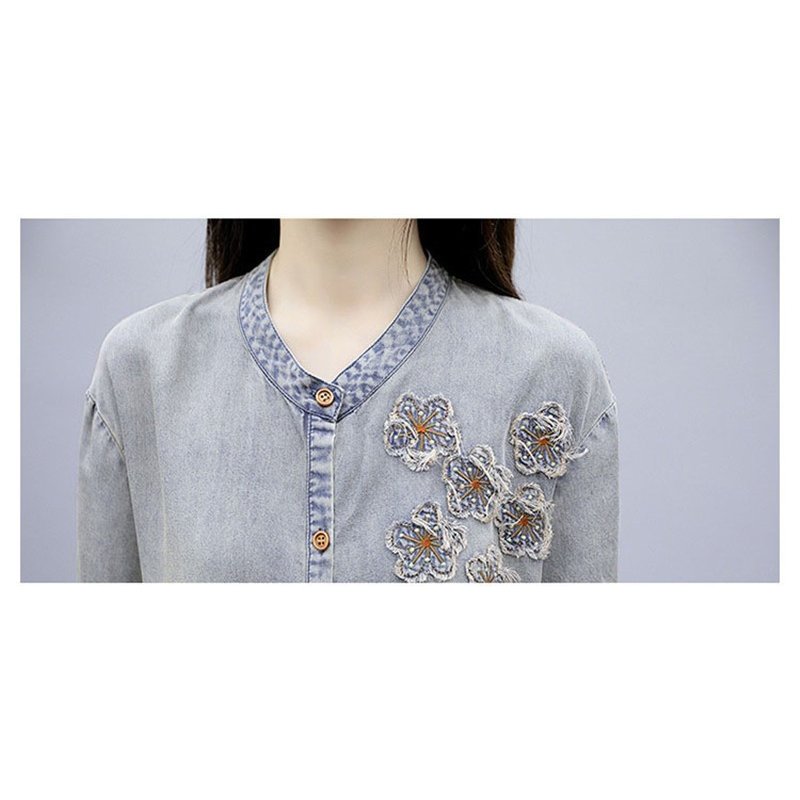 セットアップ レディース フォーマル 40代 デニム パンツドレス 刺繍 2点セット オフィス ラウ