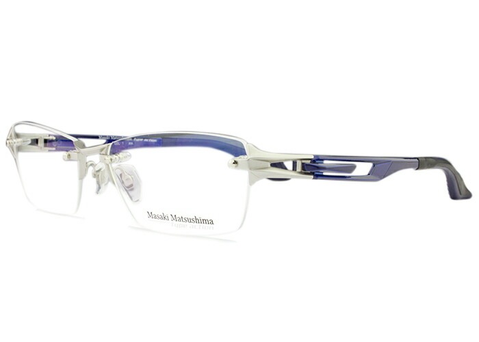 メガネ mfs-122 c.1 シルバーマット/ネイビー ツーポイント メガネ 日本製 眼鏡 リムレス 縁なし