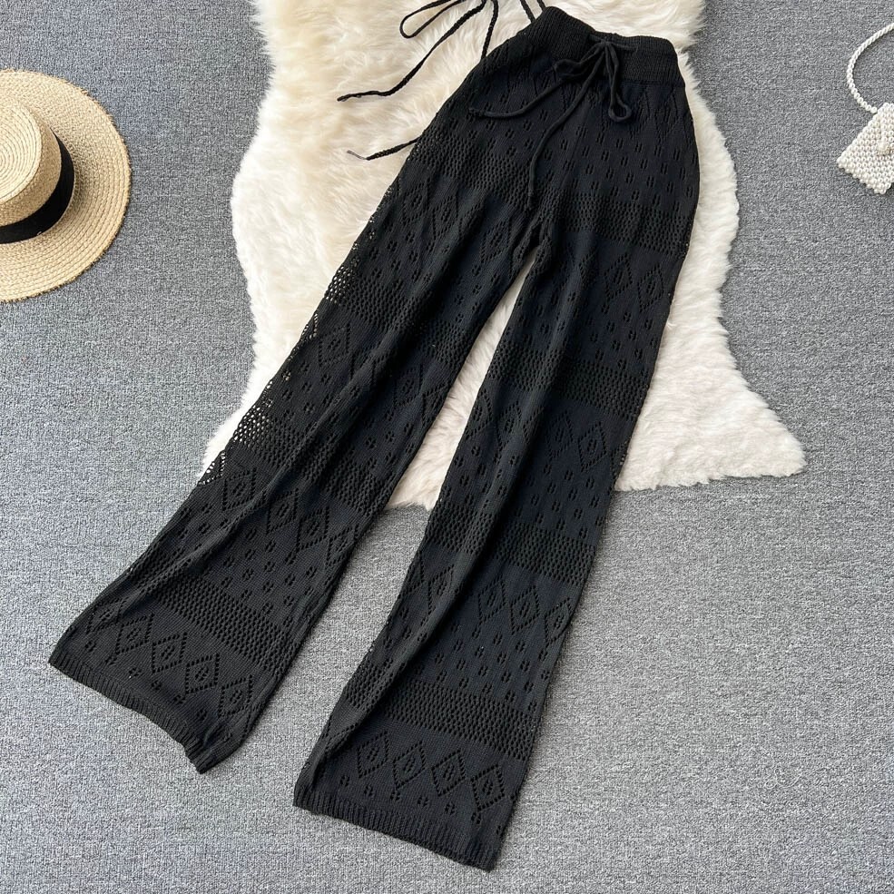 セットアップ ズボン ストレートパンツ ロング丈 袖なし ホルターネック スリム ストレート Iライン ハイウエスト 編み込み 透け感 薄手 上下セット 2点セット かわいい 大人可愛い きれいめ セットアップ ズボン ストレートパンツ ロング丈 袖なし ホルターネック スリム ストレート Iライン ハイウエスト 編み込み 透け感 薄手 上下セット 2点セット かわいい 大人可愛い きれいめ