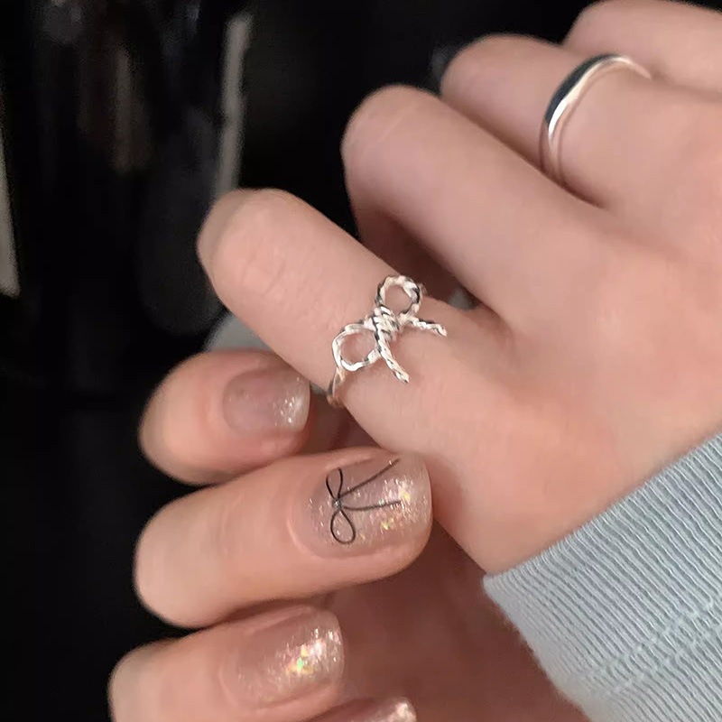 s925 リボンボウリング 女性用 ガーリーハート スイート シンプル ニッチデザイン 万能 スモールテールリング s925 リボンボウリング 女性用 ガーリーハート スイート シンプル ニッチデザイン 万能 スモールテールリング
