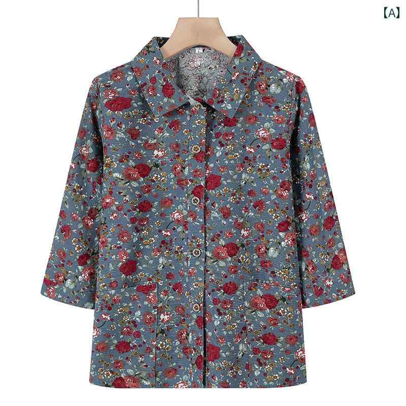 ミセス ファッション おしゃれ 婦人服 上品 淑女 レディース 春夏 ブラウス 半袖 薄手 涼しい 涼しい シャツ トップス 花柄