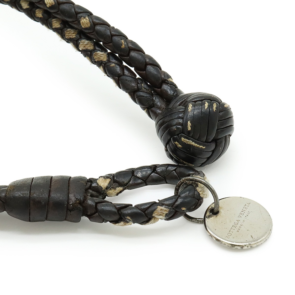 ボッテガベネタ イントレチャート ブレスレット レザー ブラック ボッテガベネタ イントレチャート ブレスレット レザー ブラック