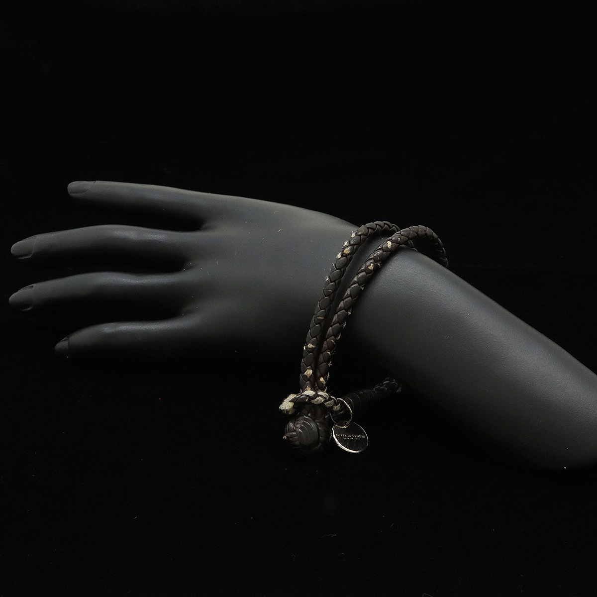 ボッテガベネタ イントレチャート ブレスレット レザー ブラック ボッテガベネタ イントレチャート ブレスレット レザー ブラック