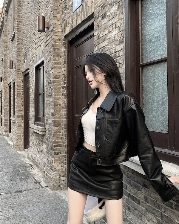 Qoo10] 上下セット レザージャケット PU トッ