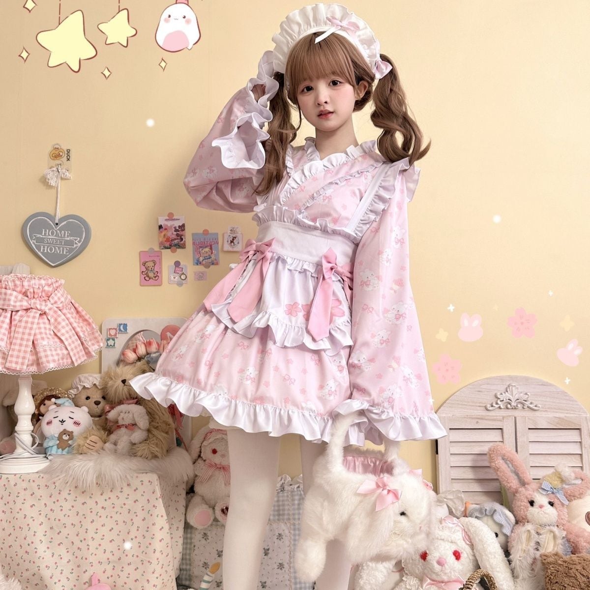 新製品 2024 ロリータ ドレス 4点セット オリジナルスーツ和風メイド日常長袖改良cos服 コスプレ ワンピース ロリータワンピース