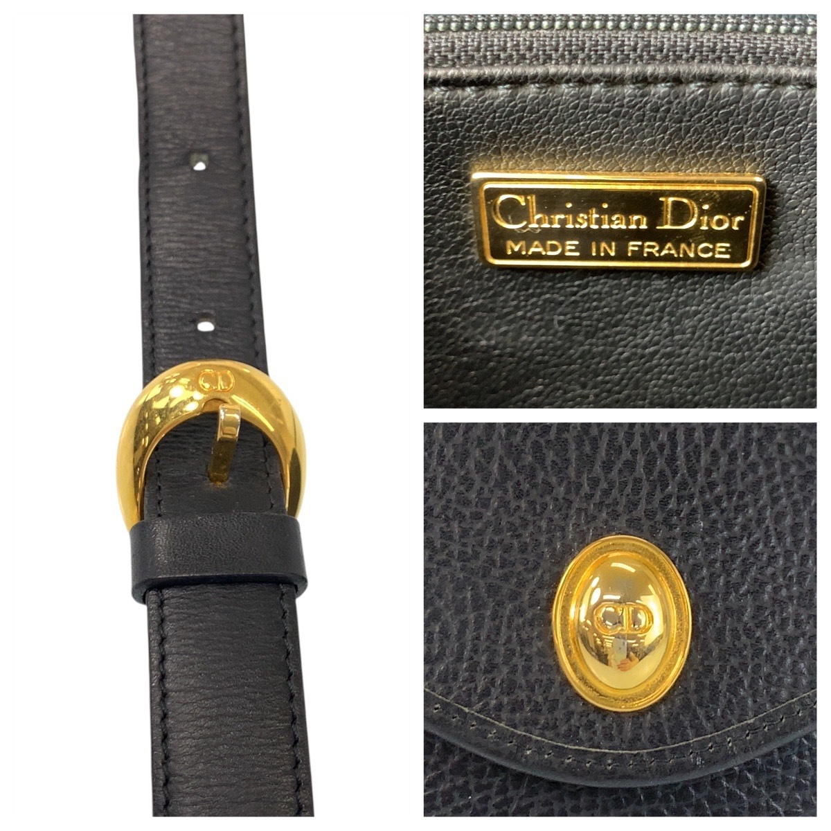 美品 ヴィンテージ CDロゴ ブラック 黒 ゴールド金具 レザー ショルダーバッグ ポシェット レディース 502720 美品 ヴィンテージ CDロゴ ブラック 黒 ゴールド金具 レザー ショルダーバッグ ポシェット レディース 502720