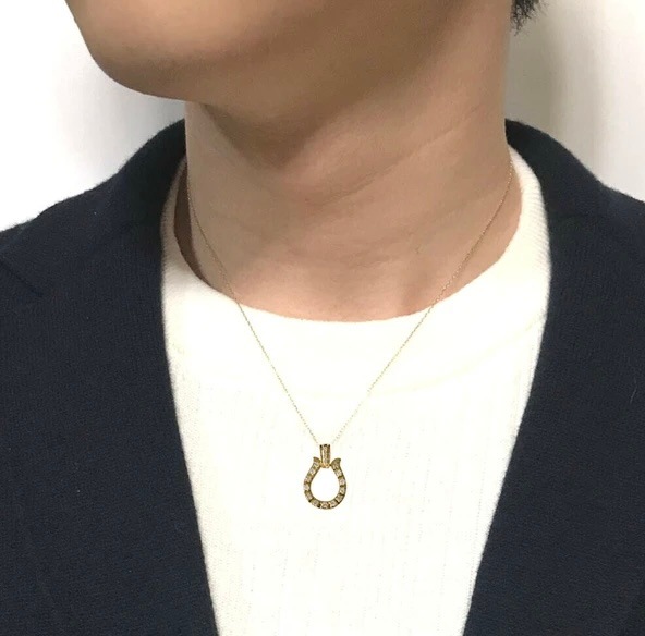 【日本製】K18 馬蹄モチーフ ペンダントトップ 天然ダイヤモンド0.3ct ユニセックス/18金 ホースシュー 【日本製】K18 馬蹄モチーフ ペンダントトップ 天然ダイヤモンド0.3ct ユニセックス/18金 ホースシュー
