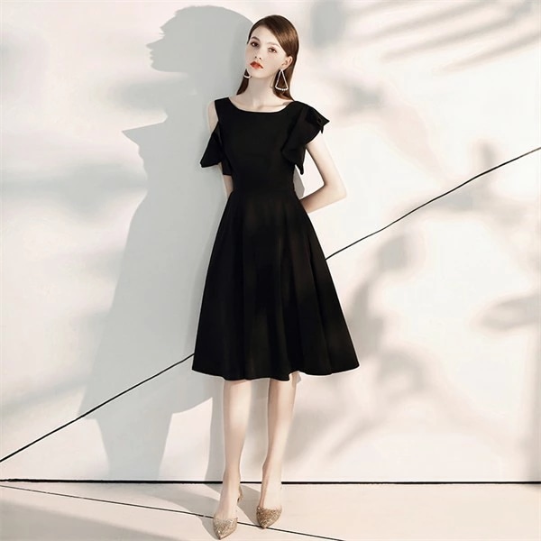 着丈選択可 ドレス 黒 大人 ピアノ 発表会 パーティードレス ショート丈 ロングドレス 肩出し ミモレ丈ドレス 演奏会 結婚式 母親 ワンピース フォーマルドレス イブニングドレス 20代 30代