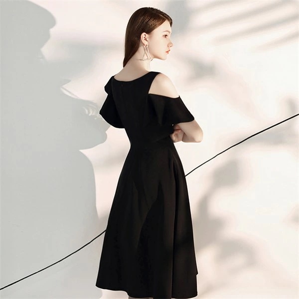 着丈選択可 ドレス 黒 大人 ピアノ 発表会 パーティードレス ショート丈 ロングドレス 肩出し ミモレ丈ドレス 演奏会 結婚式 母親 ワンピース フォーマルドレス イブニングドレス 20代 30代