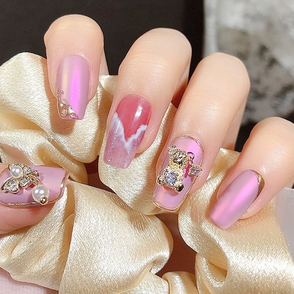 Qoo10] ネイルパーツ キラキラ くま 2個 クマ