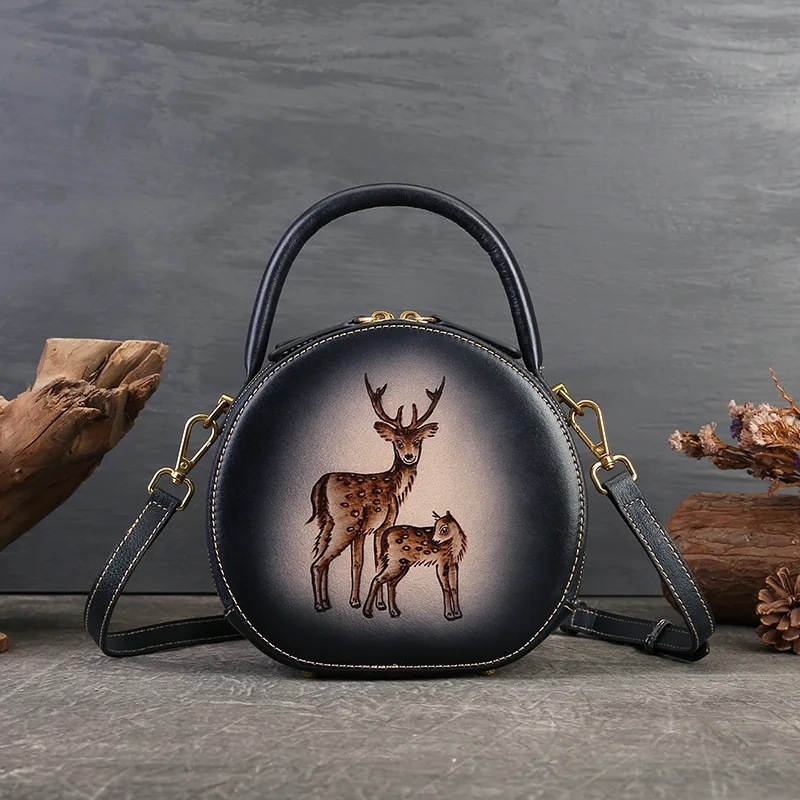 女性のための本物の革のショルダーバッグ,女性のためのビンテージスタイルのバッグ,動物のパターン,エンボス加工,手作り,高級デザイナー,新しいコレクション2022