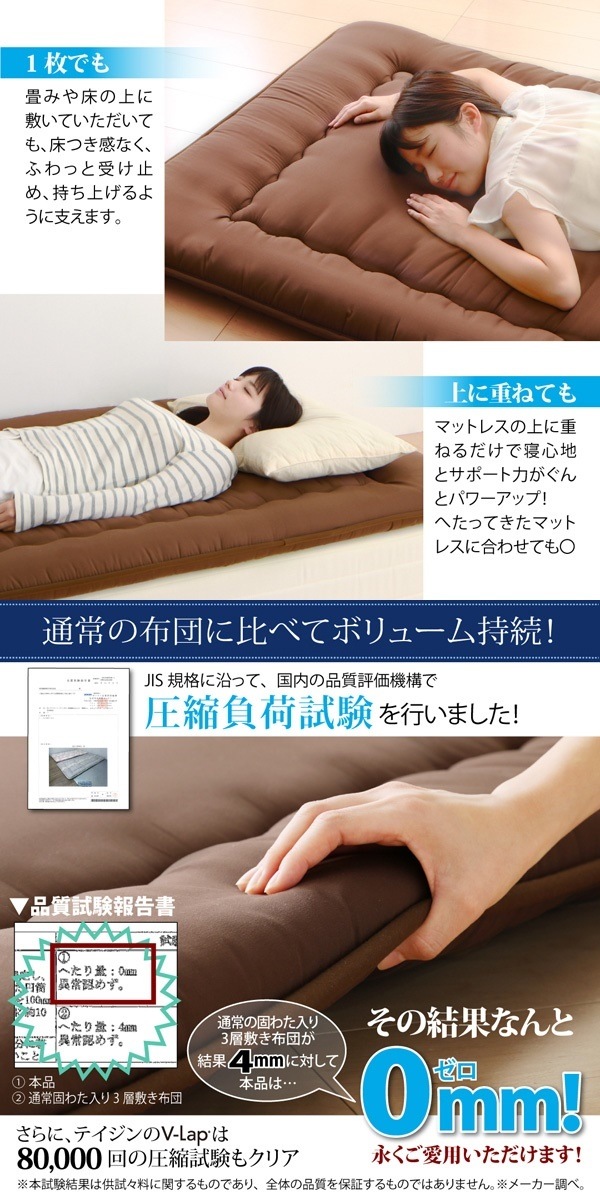テイジン V-Lap(R)ベッドパッド セミダブル(120×200cm) 綿ニット