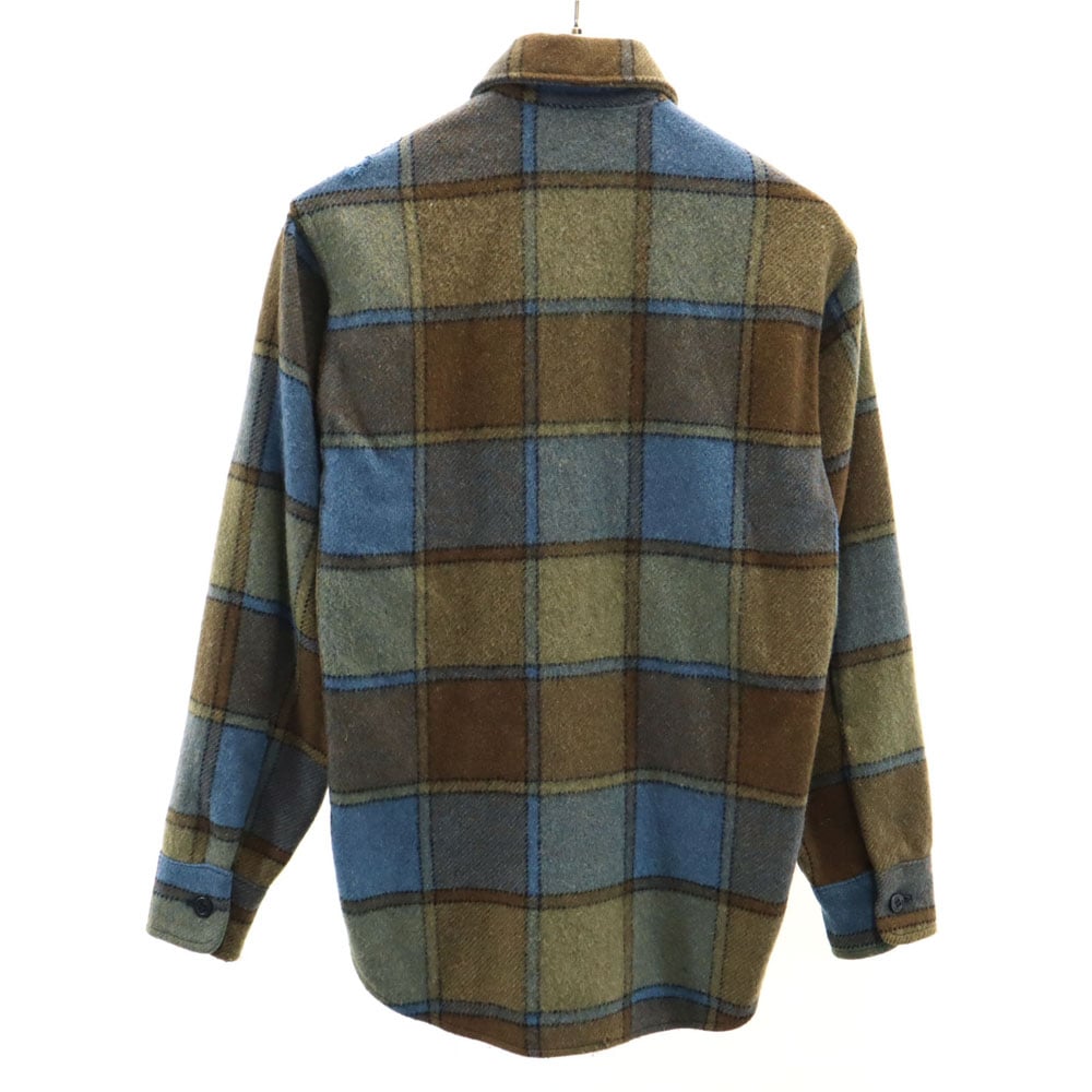 60s ヴィンテージ 三角タグ チェック柄 長袖 ウールシャツ S ブラウン×ブルー メンズ 60s ヴィンテージ 三角タグ チェック柄 長袖 ウールシャツ S ブラウン×ブルー メンズ