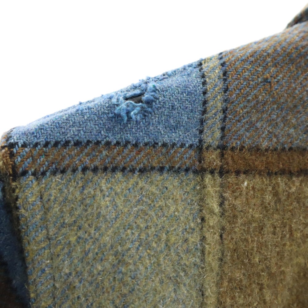 60s ヴィンテージ 三角タグ チェック柄 長袖 ウールシャツ S ブラウン×ブルー メンズ 60s ヴィンテージ 三角タグ チェック柄 長袖 ウールシャツ S ブラウン×ブルー メンズ