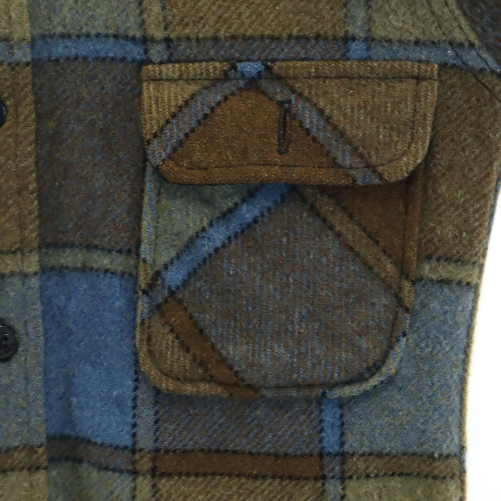 60s ヴィンテージ 三角タグ チェック柄 長袖 ウールシャツ S ブラウン×ブルー メンズ 60s ヴィンテージ 三角タグ チェック柄 長袖 ウールシャツ S ブラウン×ブルー メンズ