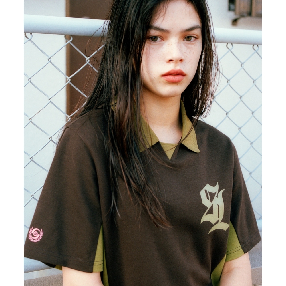 SUNLOVE サイドパネルゴルフジャージーブラウン SUNLOVE サイドパネルゴルフジャージーブラウン