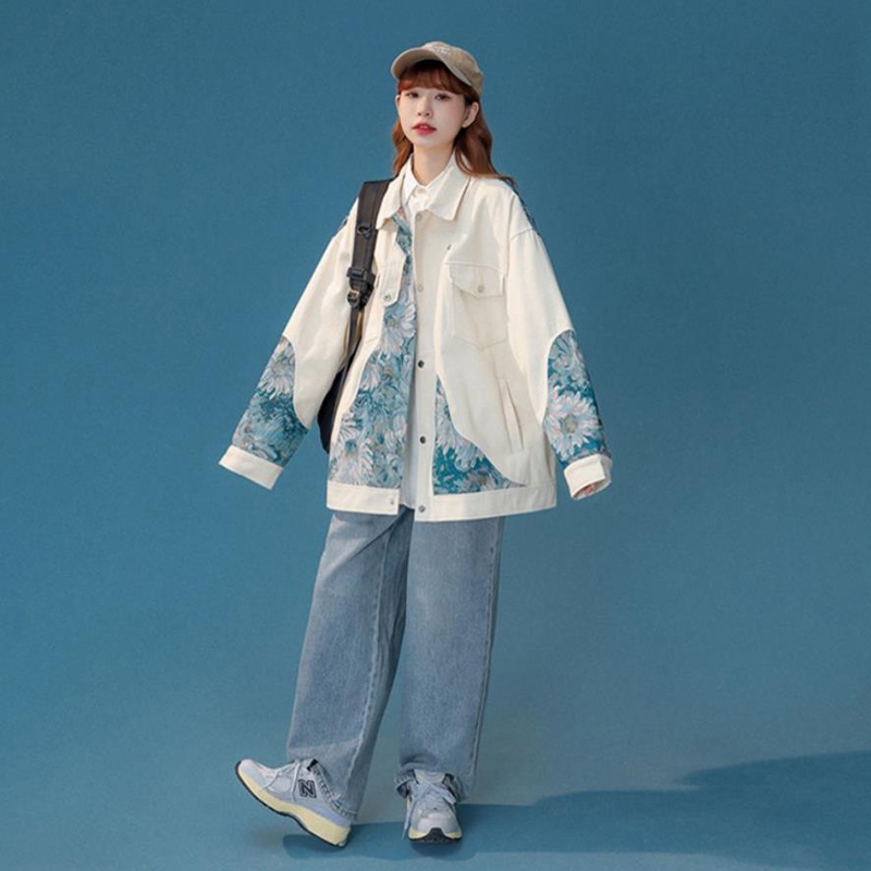 ブルゾン レディース ジャケット 春 メンズ 男女兼用 ジップアップパーカー 花柄 アウター カップル服 ゆったり ブルゾン レディース ジャケット 春 メンズ 男女兼用 ジップアップパーカー 花柄 アウター カップル服 ゆったり