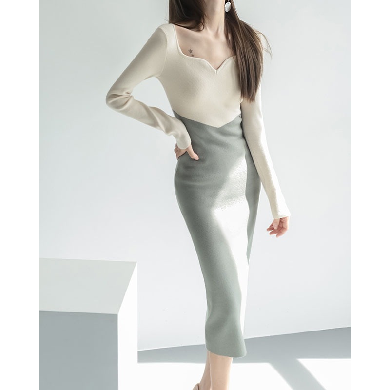 ワンピース タイトワンピース ミディアム丈 長袖 スクエアネック スリム 配色 視線 タイト パッチワーク 女性らしい ウエスト絞り 女性 細身 フレンチスタイル すっきり すっきりライン 大人可愛い ワンピース タイトワンピース ミディアム丈 長袖 スクエアネック スリム 配色 視線 タイト パッチワーク 女性らしい ウエスト絞り 女性 細身 フレンチスタイル すっきり すっきりライン 大人可愛い