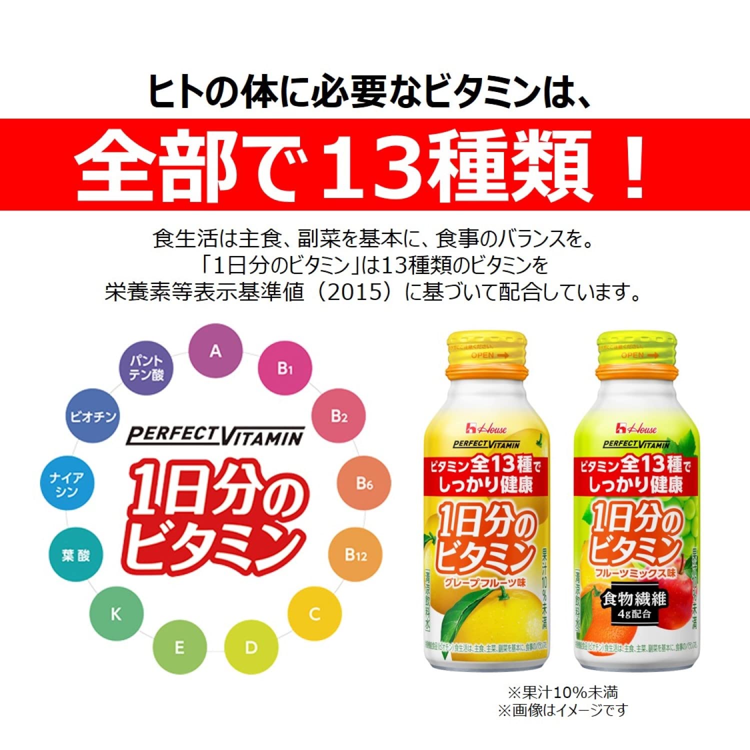 ハウスウェルネスフーズ PERFECT VITAMIN 1日分のビタミン 食物繊維 フルーツミックス味 120ml ×30本