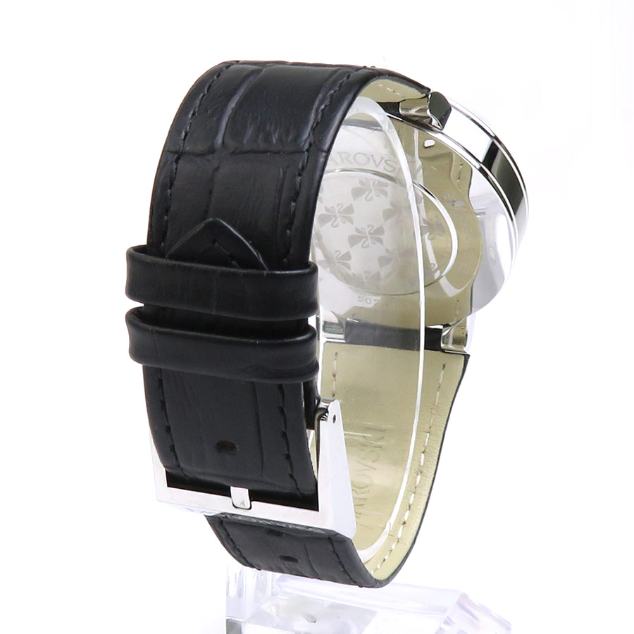 管49 動作品　Swarovski メンズ　クォーツ　ブラック レザー 腕時計 Swarovski ブラックレザー時計 管49 動作品 Swarovski メンズ