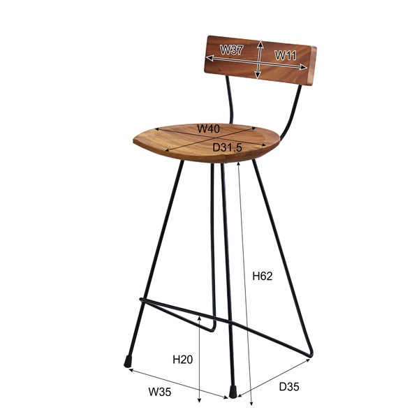 ウッドカウンターチェア JW-109 1脚 天然木 アイアン 木製 おしゃれ イス 椅子 いす バー ハイ ジェラルド カウンターチェア リビング カフェ azumaya