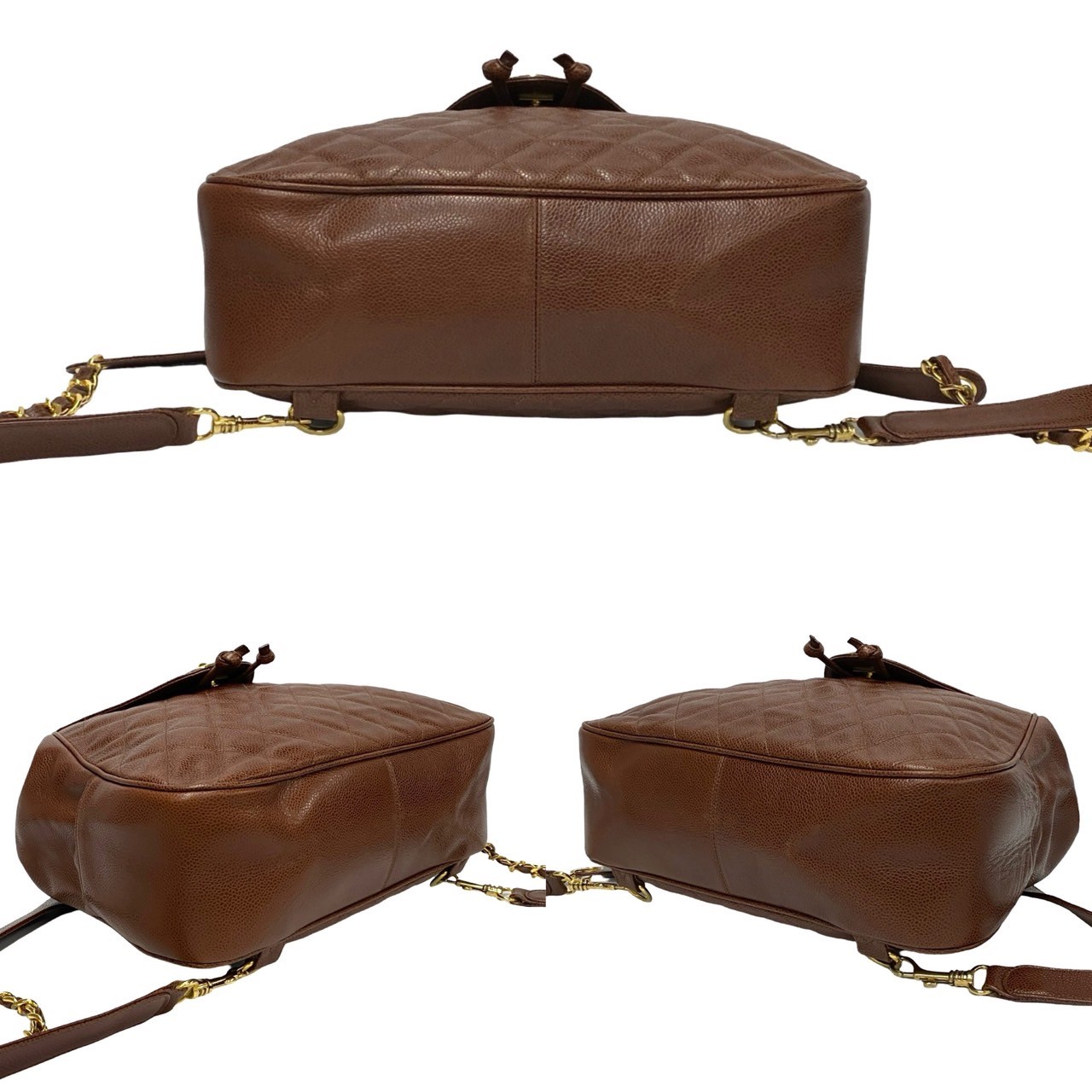 ヴィンテージ マトラッセ ココマークリュックサック マットキャビアスキン ブラウン 26357