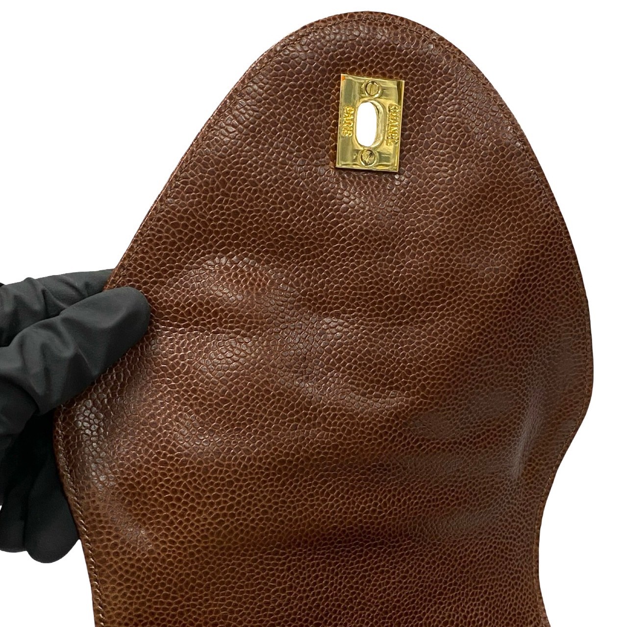 ヴィンテージ マトラッセ ココマークリュックサック マットキャビアスキン ブラウン 26357