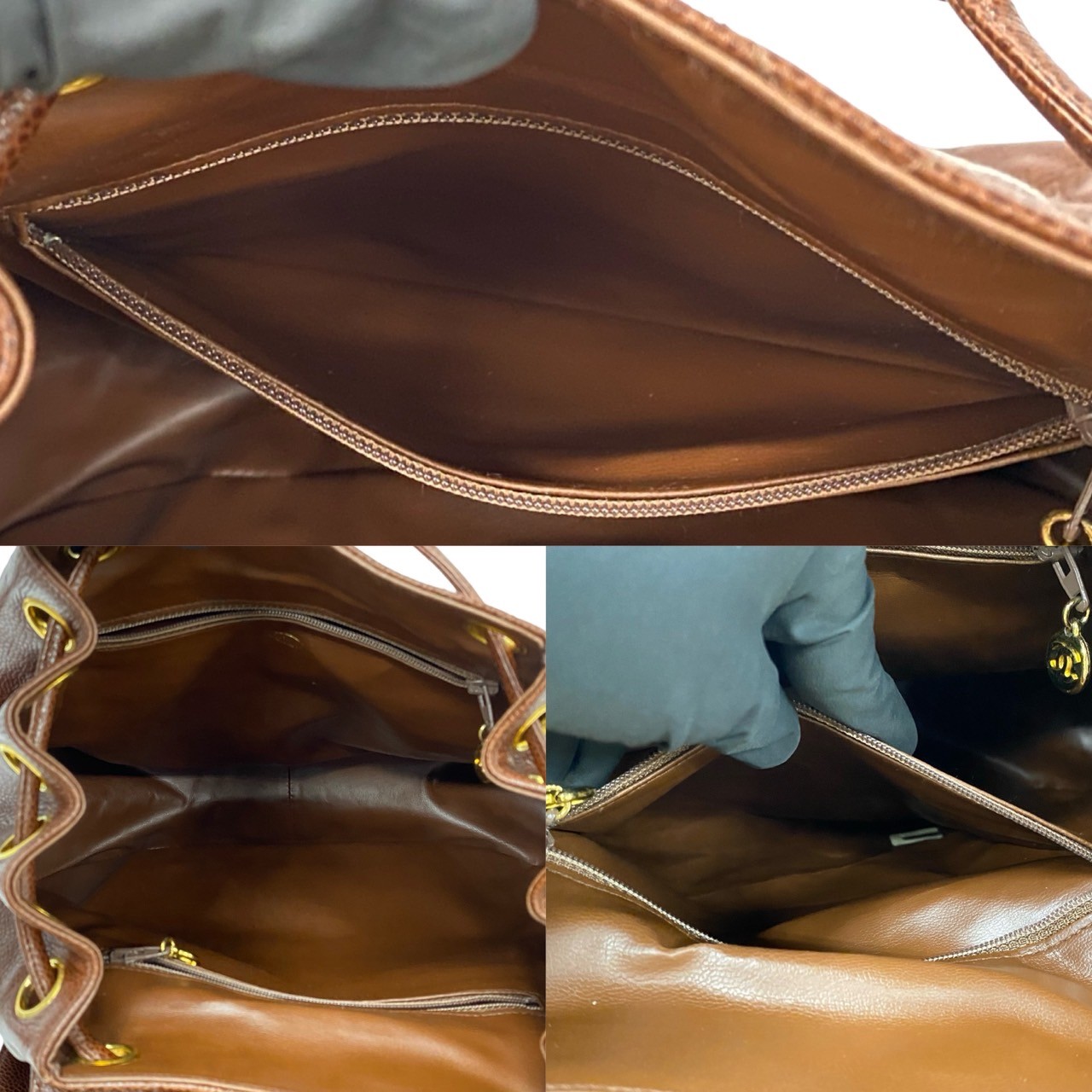 ヴィンテージ マトラッセ ココマークリュックサック マットキャビアスキン ブラウン 26357