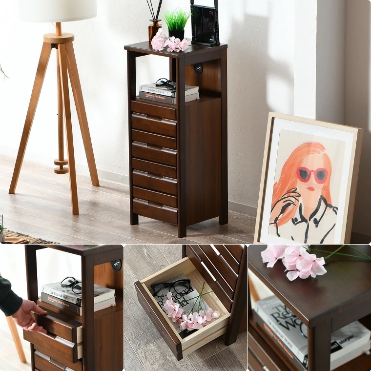 電話台 Wi-Fi収納 ルーター収納 キャビネット ラック 幅34cm 4段 おしゃれ シンプル モダン