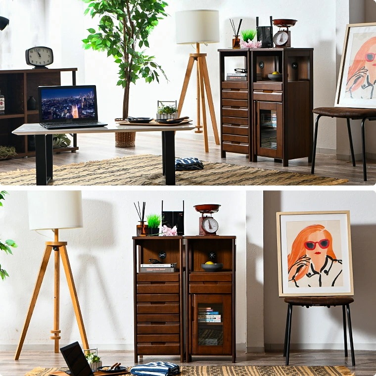 電話台 Wi-Fi収納 ルーター収納 キャビネット ラック 幅34cm 4段 おしゃれ シンプル モダン