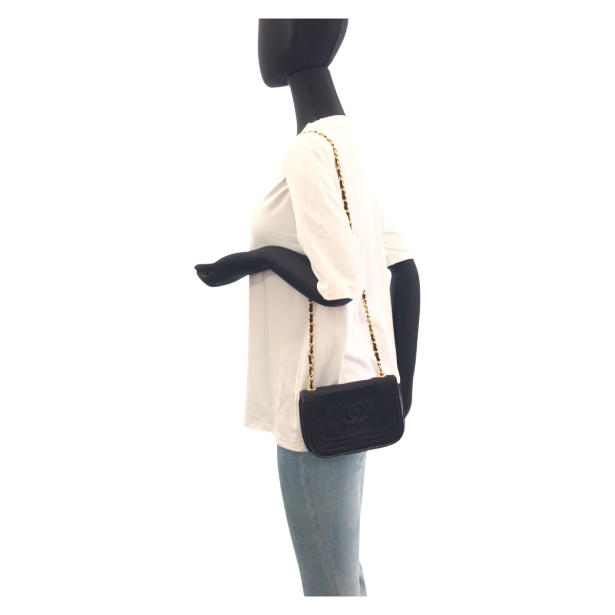 ヴィンテージ ココマーク ブラック 黒 ゴールド金具 サテン チェーンショルダーバッグ ポシェット レディース 505008 ヴィンテージ ココマーク ブラック 黒 ゴールド金具 サテン チェーンショルダーバッグ ポシェット レディース 505008