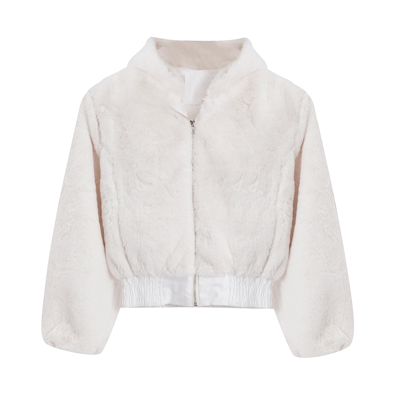 2色 アウター ジャケット パーカー レディース 冬 かわいい きれいめ 個性的 暖かい もこもこアウター ボア ジャケット ショート丈 長袖 ボリューム袖 萌袖 ジッパー BIGシルエット もこもこ