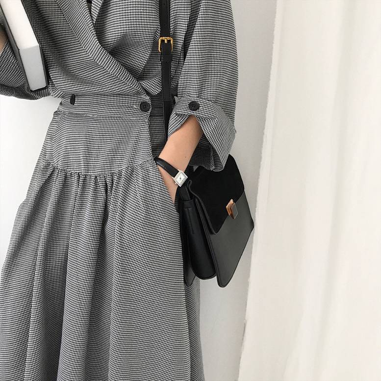 ms⭐️【美品】シェリエ　sheller 千鳥　ワンピース 千鳥格子 ニットジャカード ワンピース Prima Scherrer
