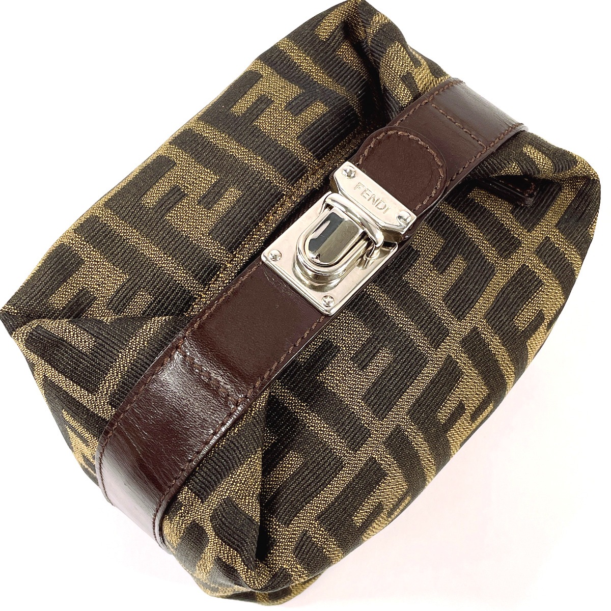 ズッカ バニティバッグ ポーチ ブラウン キャンバス レディース