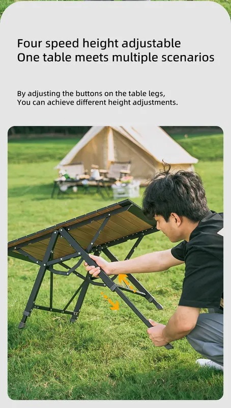 ブラックナカイ-キャンプ用折りたたみテーブルアルミニウム合金多機能ポータブルウッドテーブル調節可能な高さ屋外ピクニッククイックオープン ブラックナカイ-キャンプ用折りたたみテーブルアルミニウム合金多機能ポータブルウッドテーブル調節可能な高さ屋外ピクニッククイックオープン