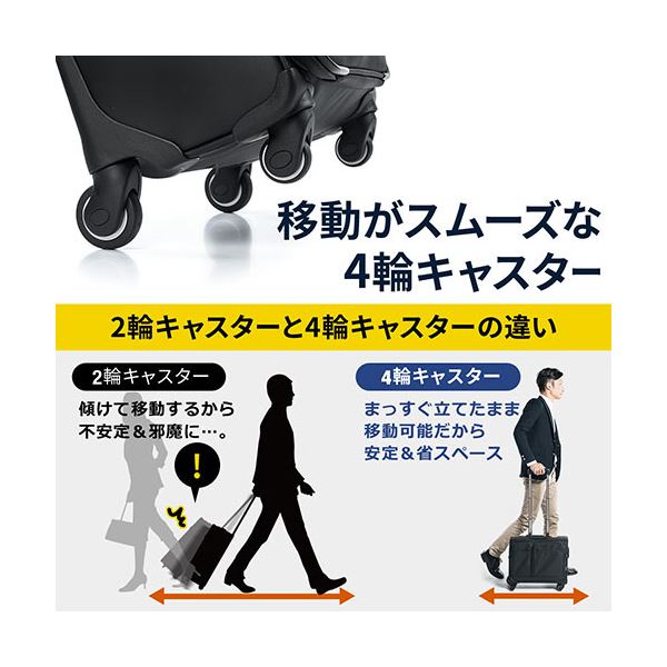サンワダイレクト ビジネスキャリー(横型4輪耐水生地止水ファスナー使用22L機内持ち込みサイズ) 200-BAGCR003WP 1個