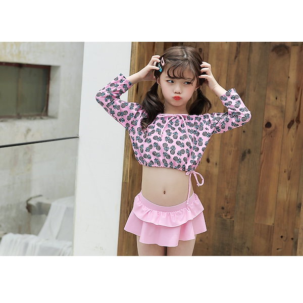 chaisy キッズ　セパレート　長袖　水着　アイボリー　100〜110 chaisy キッズ セパレート 長袖 水着 アイボリー 100〜110