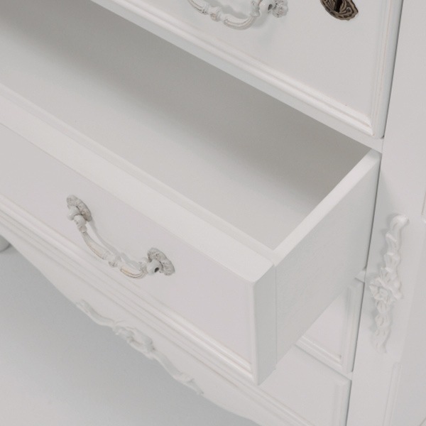 チェスト 幅80cm 4段 姫系 ろくろ脚 鍵付き 完成品 HAMPTON 洋タンス 5杯 白家具 クラシック アンティーク調 天然木 鍵付 衣類収納 リビング 寝室 収納 棚 マホガニー