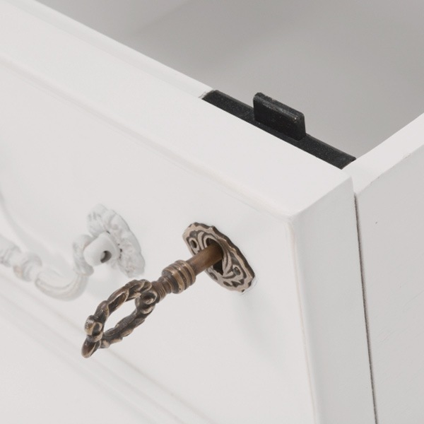 チェスト 幅80cm 4段 姫系 ろくろ脚 鍵付き 完成品 HAMPTON 洋タンス 5杯 白家具 クラシック アンティーク調 天然木 鍵付 衣類収納 リビング 寝室 収納 棚 マホガニー