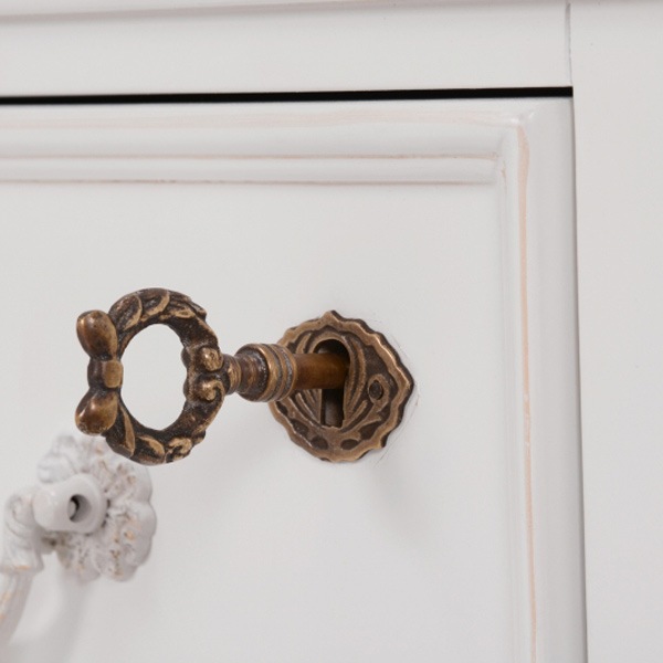 チェスト 幅80cm 4段 姫系 ろくろ脚 鍵付き 完成品 HAMPTON 洋タンス 5杯 白家具 クラシック アンティーク調 天然木 鍵付 衣類収納 リビング 寝室 収納 棚 マホガニー