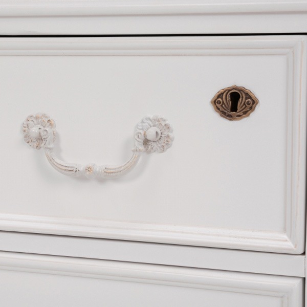 チェスト 幅80cm 4段 姫系 ろくろ脚 鍵付き 完成品 HAMPTON 洋タンス 5杯 白家具 クラシック アンティーク調 天然木 鍵付 衣類収納 リビング 寝室 収納 棚 マホガニー