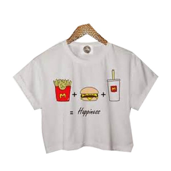 Summer Sleeveless O-neck Fries Burger and Cola Print Vest Women Casual Tee Cropped Tops Summer Sleeveless O-neck Fries Burger and Cola Print Vest Women Casual Tee Cropped Tops
