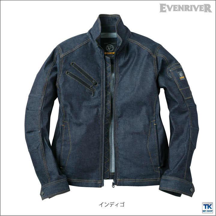 ストレッチデニムブルゾン イーブンリバー デニムジャケット 作業着 作業服 カジュアル ユニフォーム ブルゾン 春夏 秋冬 EVENRIVER 長袖 /er-usd407