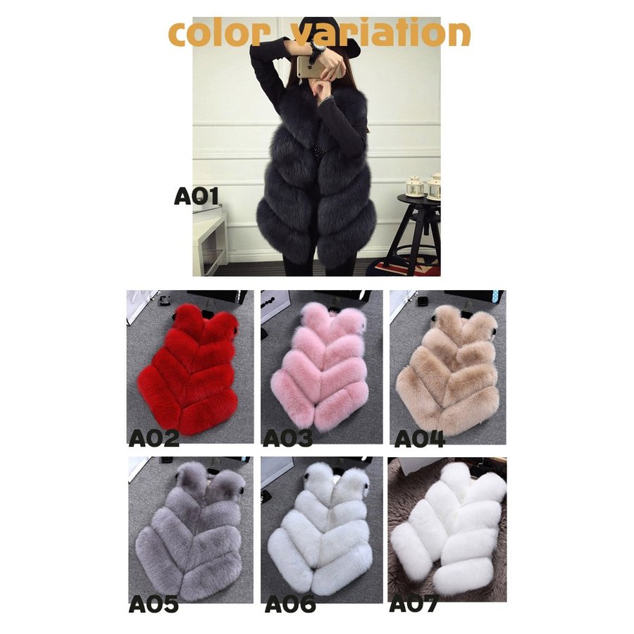 ファージレ レディース 毛皮ベスト ファーチョッキ ショット丈　フォークス　ファーコート フェイクフ